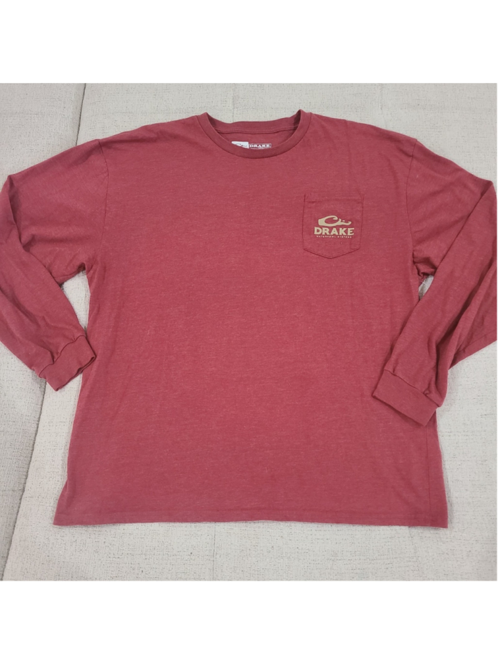 Drake Waterfowl Old School Bar Sz 2XL Long Sleeve T-Shirt Maroon Red Camo Logo - Picture 3 of 11